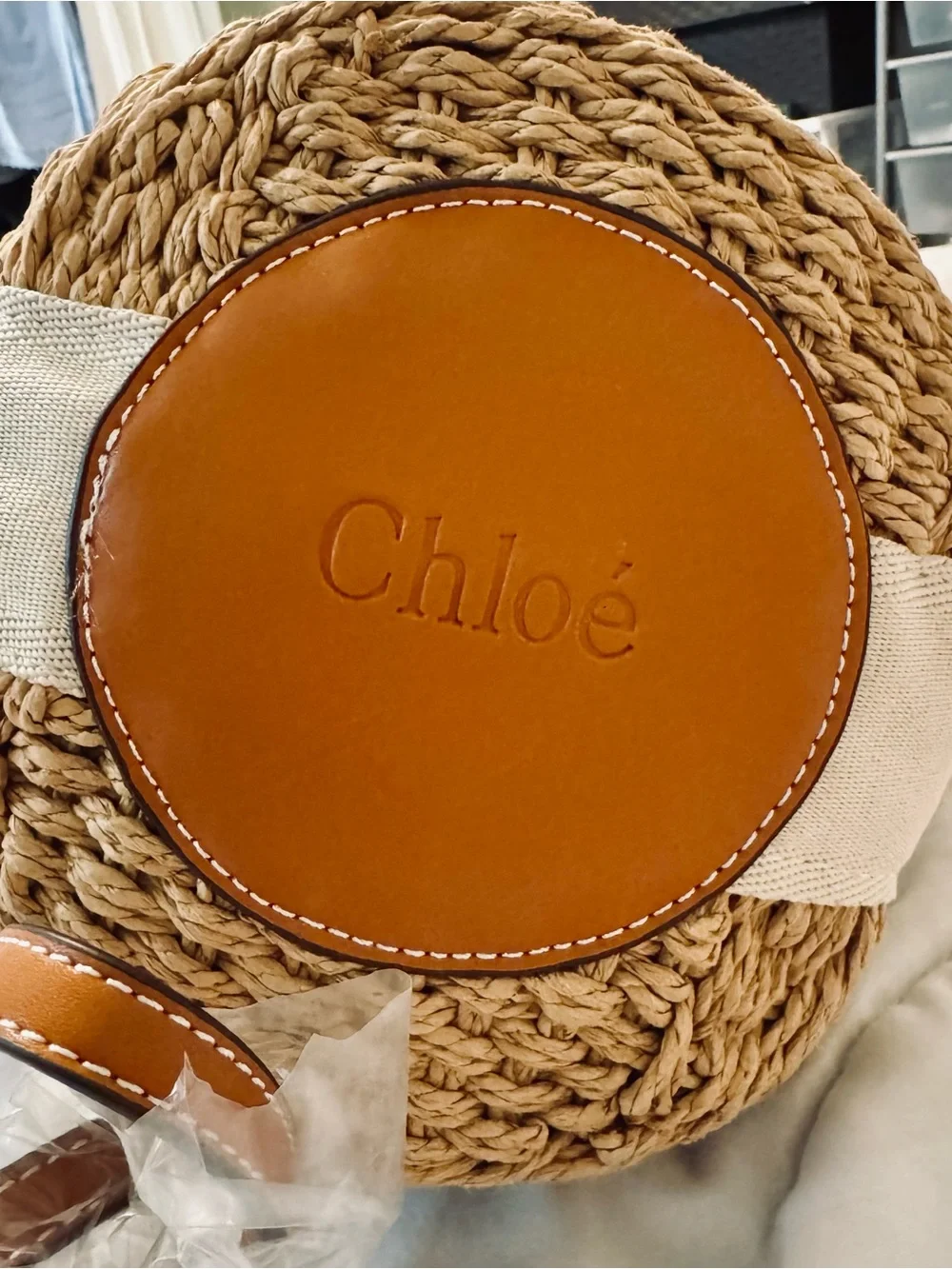 CHLOE ,Women's Brown Leather Round Crossbody Bag